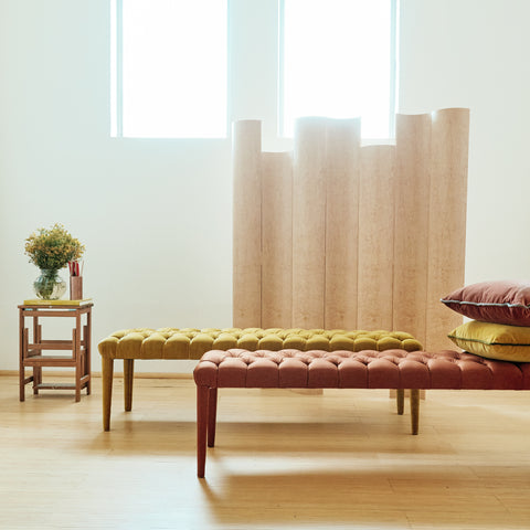 Farfalla bench 160cm - Earthy Gold velvet