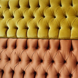 satin and velvet upholstery capitonne style