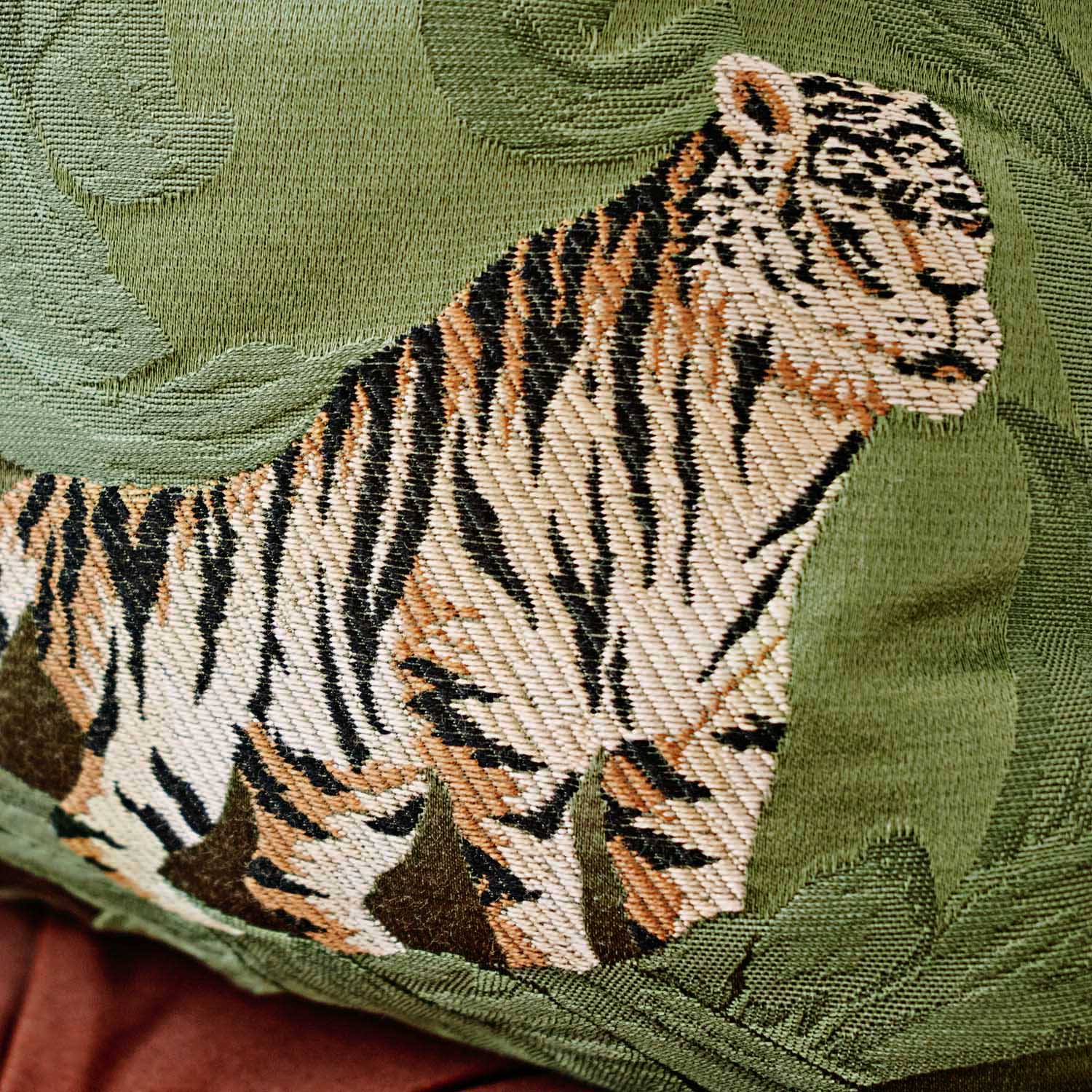 Cuscino reversibile: seta giungla e verde muschio