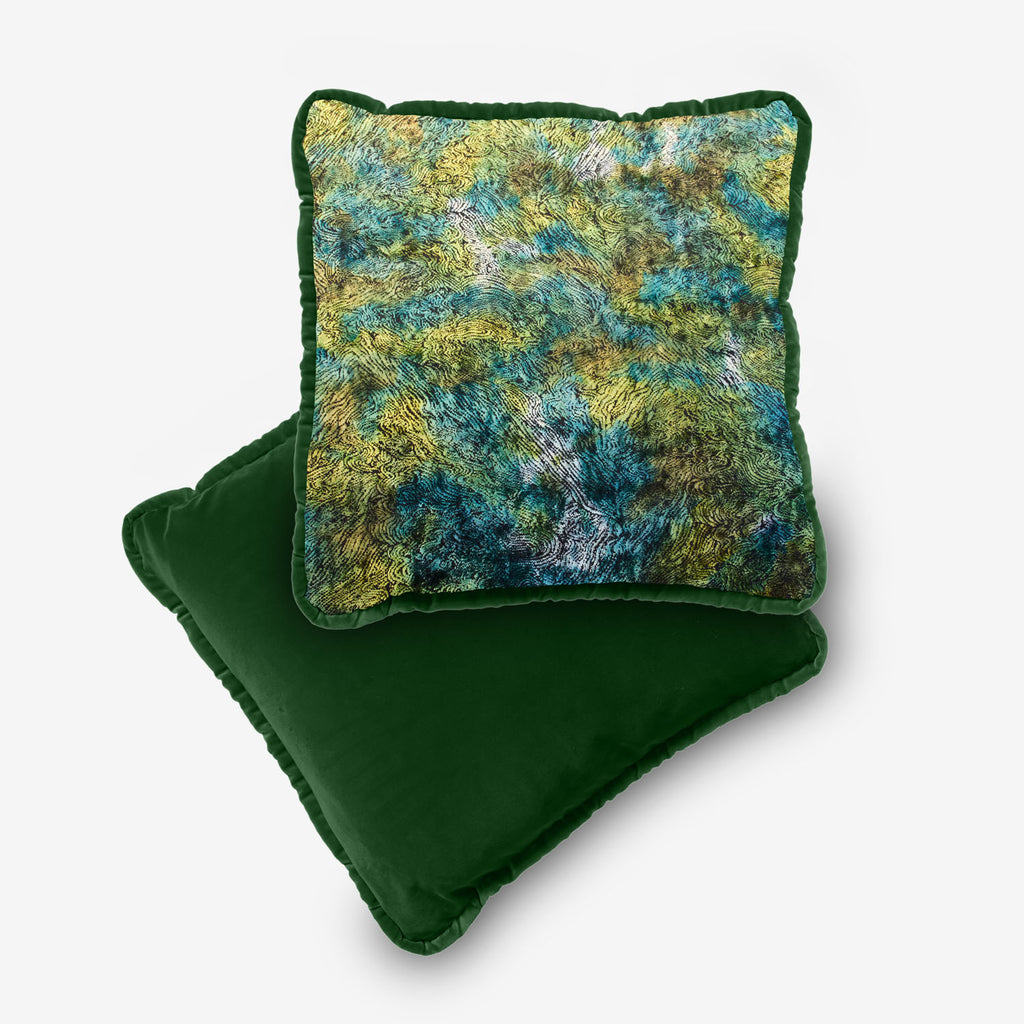 Reversible Cushion - Peacock Paradise & Emerald Green