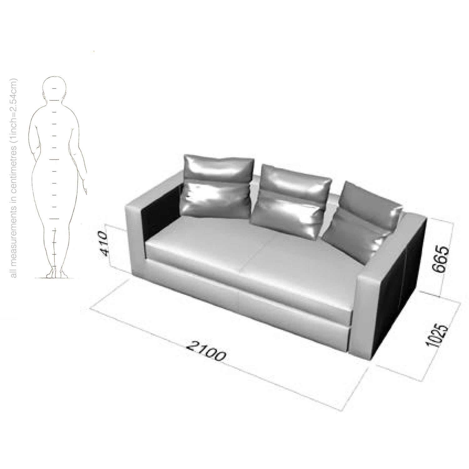 rafael series sofa dimensions and drawing