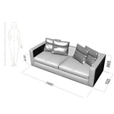 rafaella 3 seater sofa dimensions and drawing