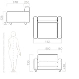 leather armchair dimensions and drawing