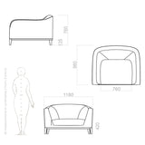armchair drawing and dimensions