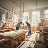 carpenters in a worshop working on sustainable wood furniture