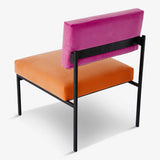 classic yet contemporary lounge chair orange and pink velvet