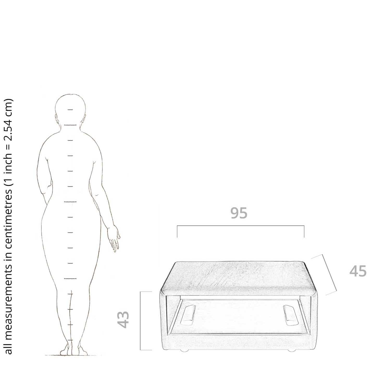 pouf and coffee table drawing and dimensions