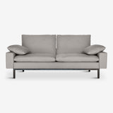 organic sofa, grey natural cotton textile, bad two seater sofa by vanessa tambelli