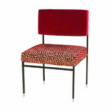 organic lounge chair in leopard velvet textile