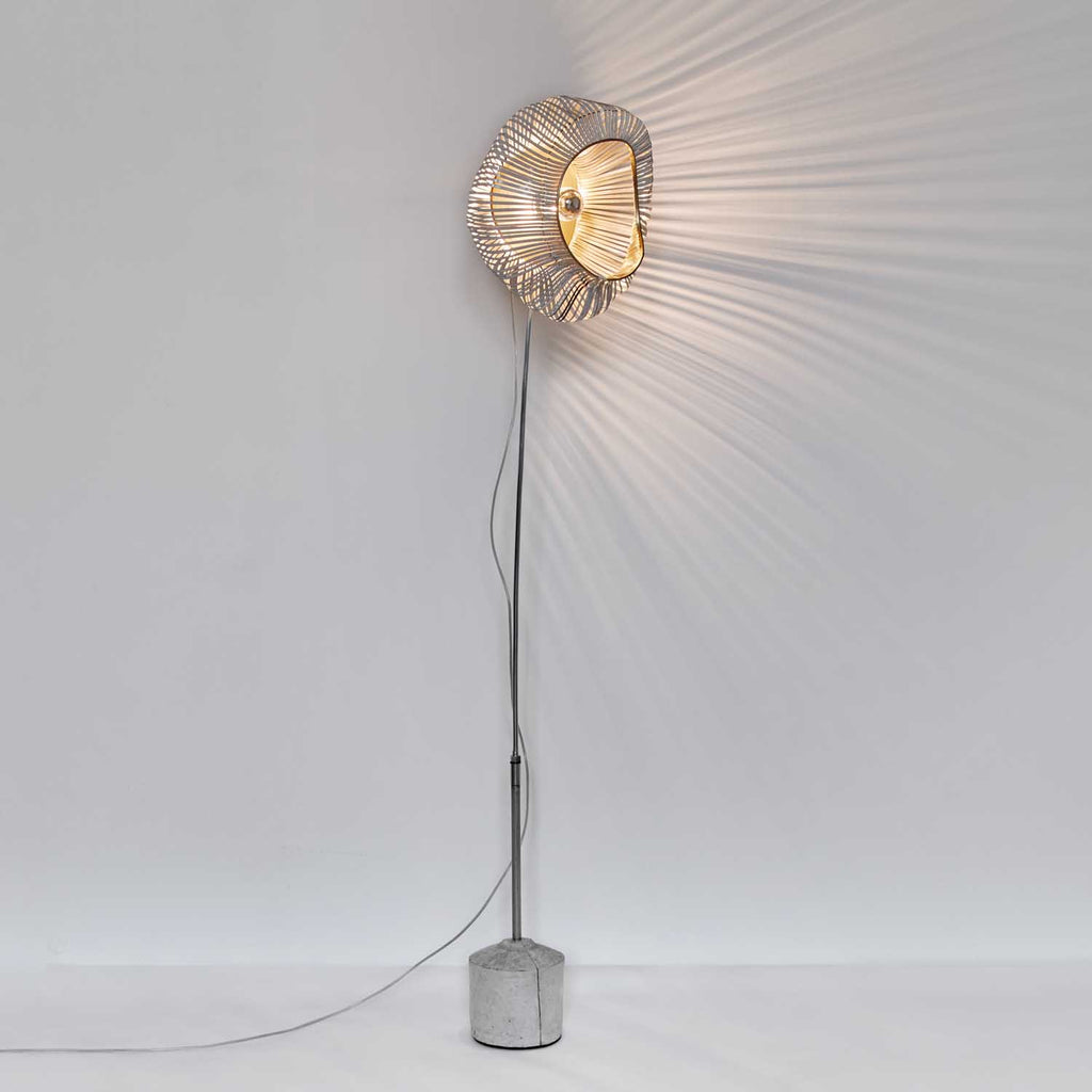 upcycled lamp, recycled floor lamp, sustainable lighting,  Fuga floor lamp by Nadia Galli Zugaro