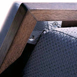 handcrafted wood detail on quartz lounge armchair