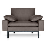 Adjustable Back for Maximum Comfort. Grey linen armchair.