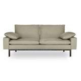 Minimalist Sofa with Squared Lines, beige organic linen 