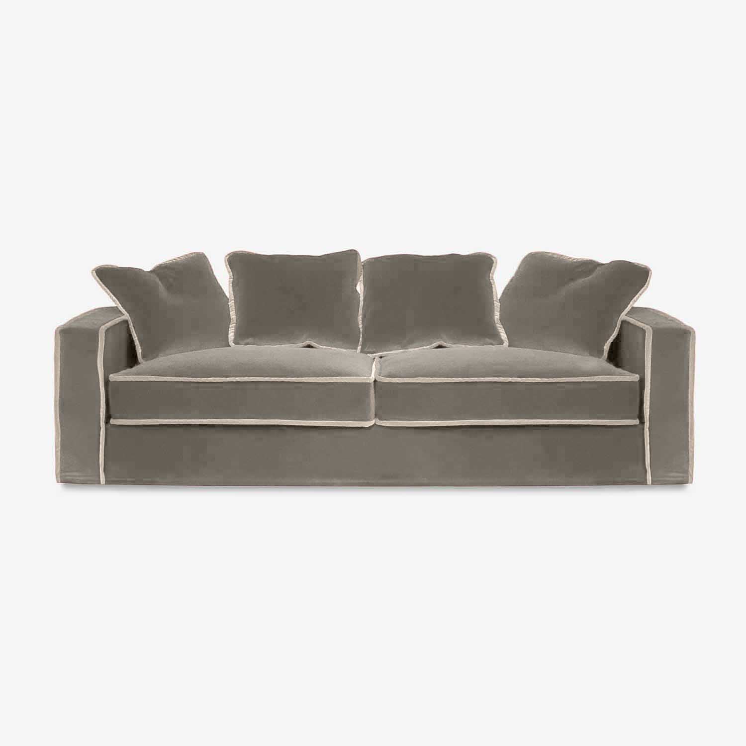 Elegant Living Room Furniture, grey velvet sofa