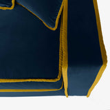 navy blue and yellow velvet upholstery
