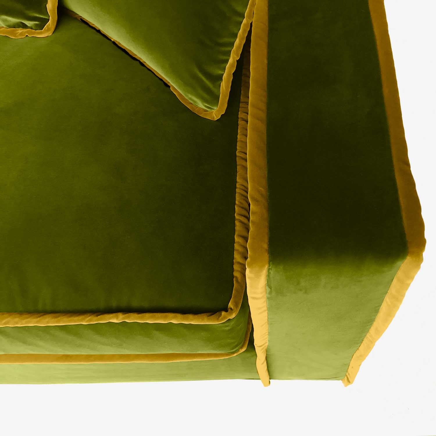 green and yellow velvet cushions