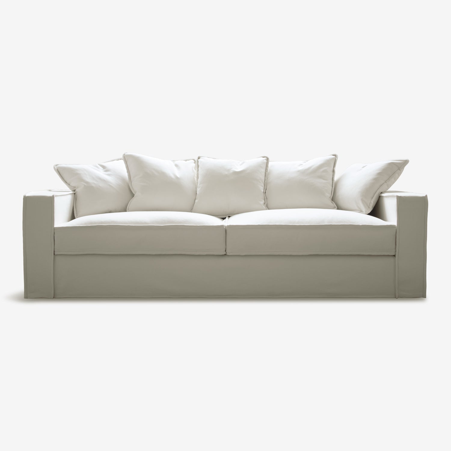 Rafaella 3-Seater Sofa: Luxurious Comfort. Cream white upholstery.
