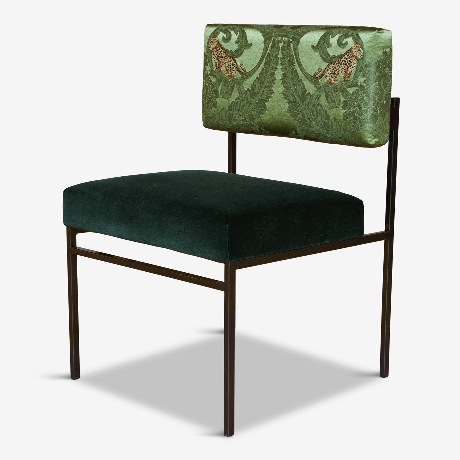 Glamorous patterned upholstery on sustainable dining chair