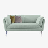 organic sofa, green natural linen textile, casquet two seater sofa by ddp studio