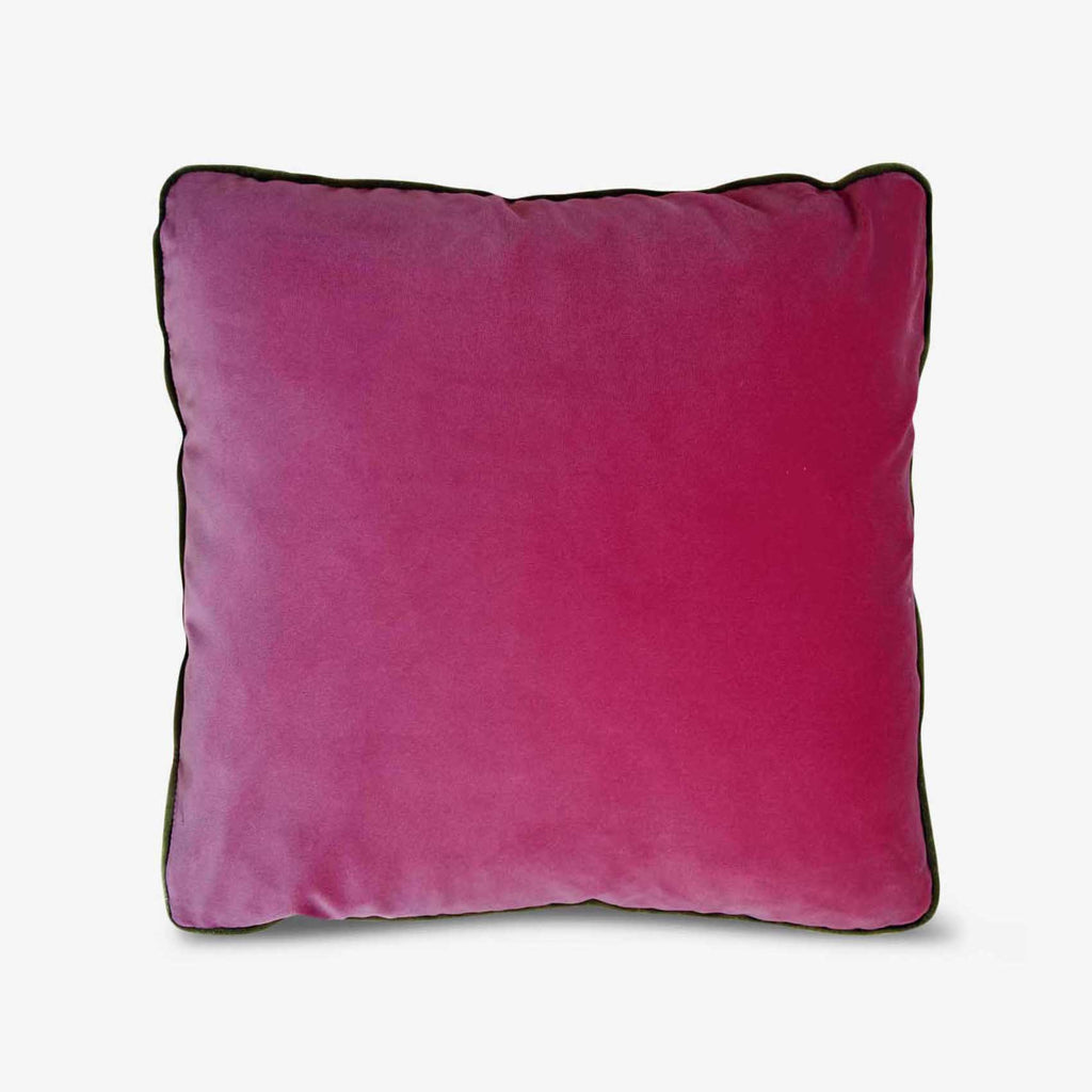 Velvet cushion - Begonia Pink & Bottle Green