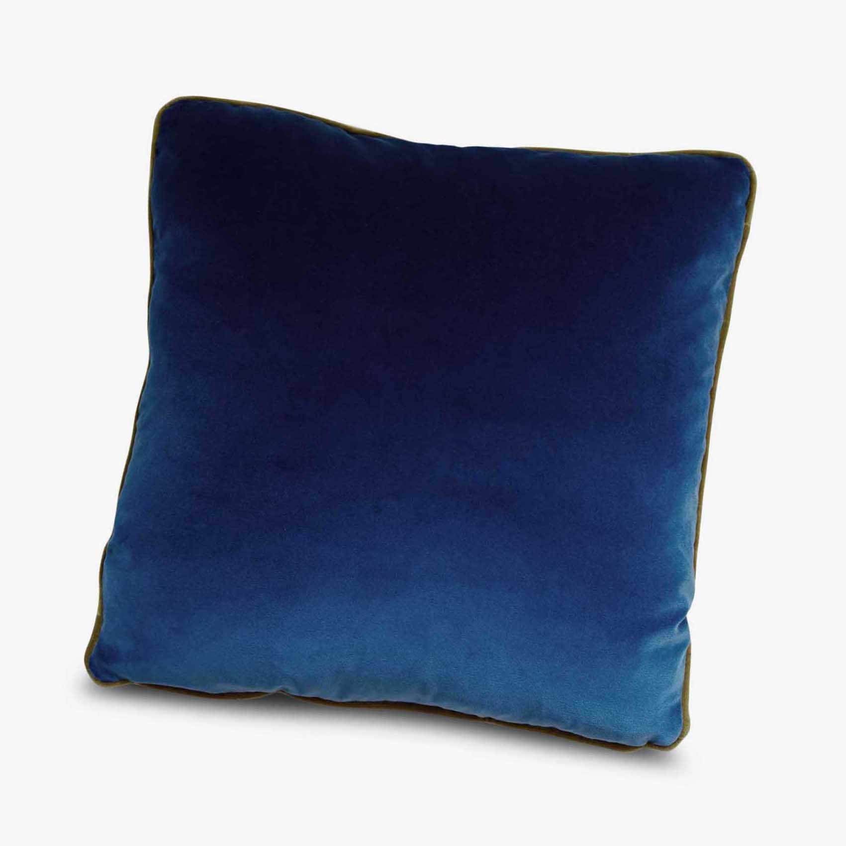 Lapis Blue & Earthy Gold Velvet Cushion - Main Image