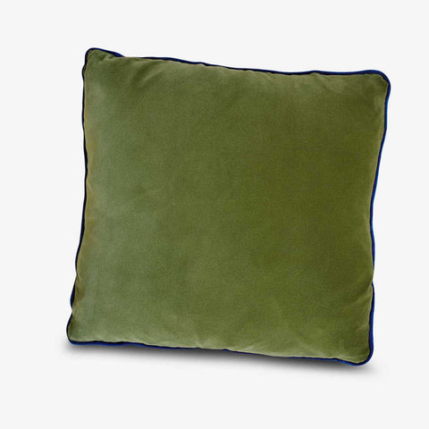 Velvet cushion - Olive green & Lapis blue