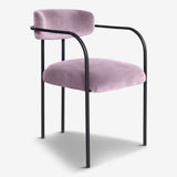 Chrome Frame Dining Chair: A Statement Piece. pink velvet.