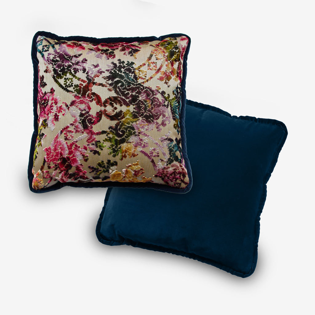 Reversible Cushion - Flower Fantasy & Midnight Blue
