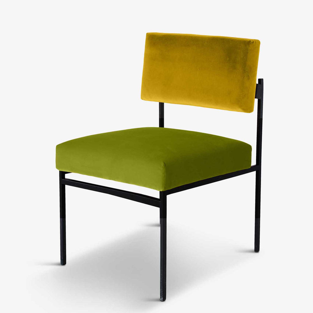 organic dining chair green and yellow velvet