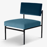 exclusive lounge chair design blue and navy velvet upholstery