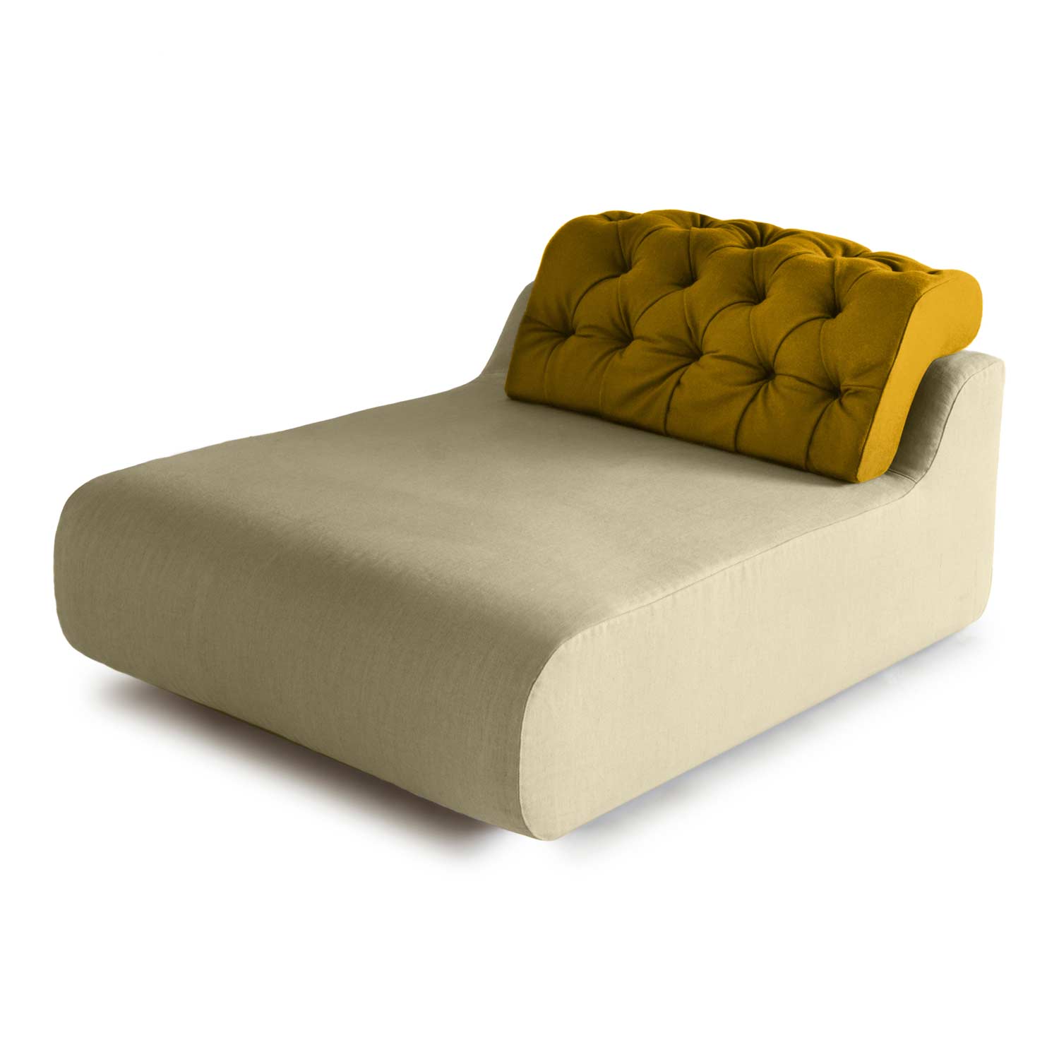 rounded shape daybed in linen and felt