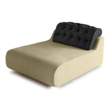 minimalist daybed design, beige linen and black velvet