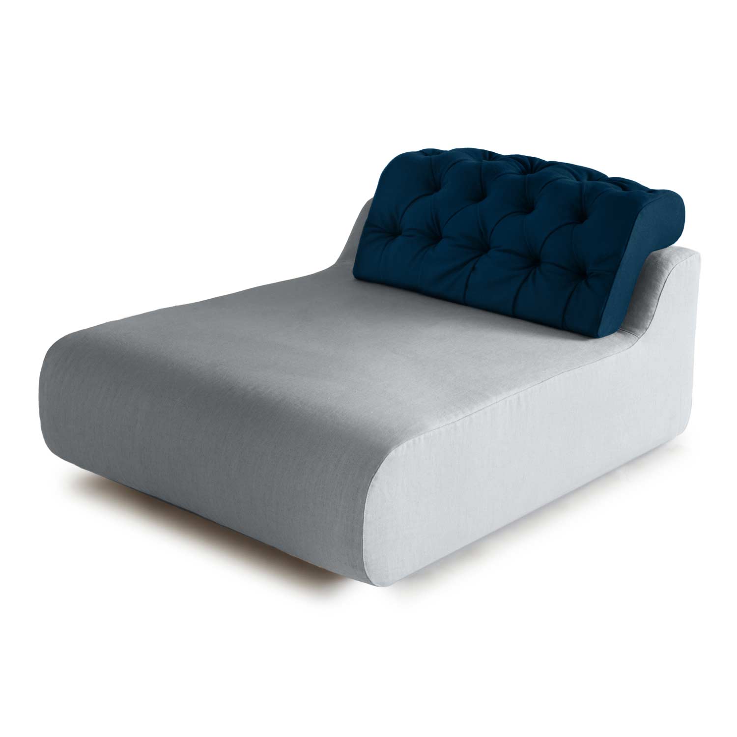 contrasting backrest detail grey linen daybed