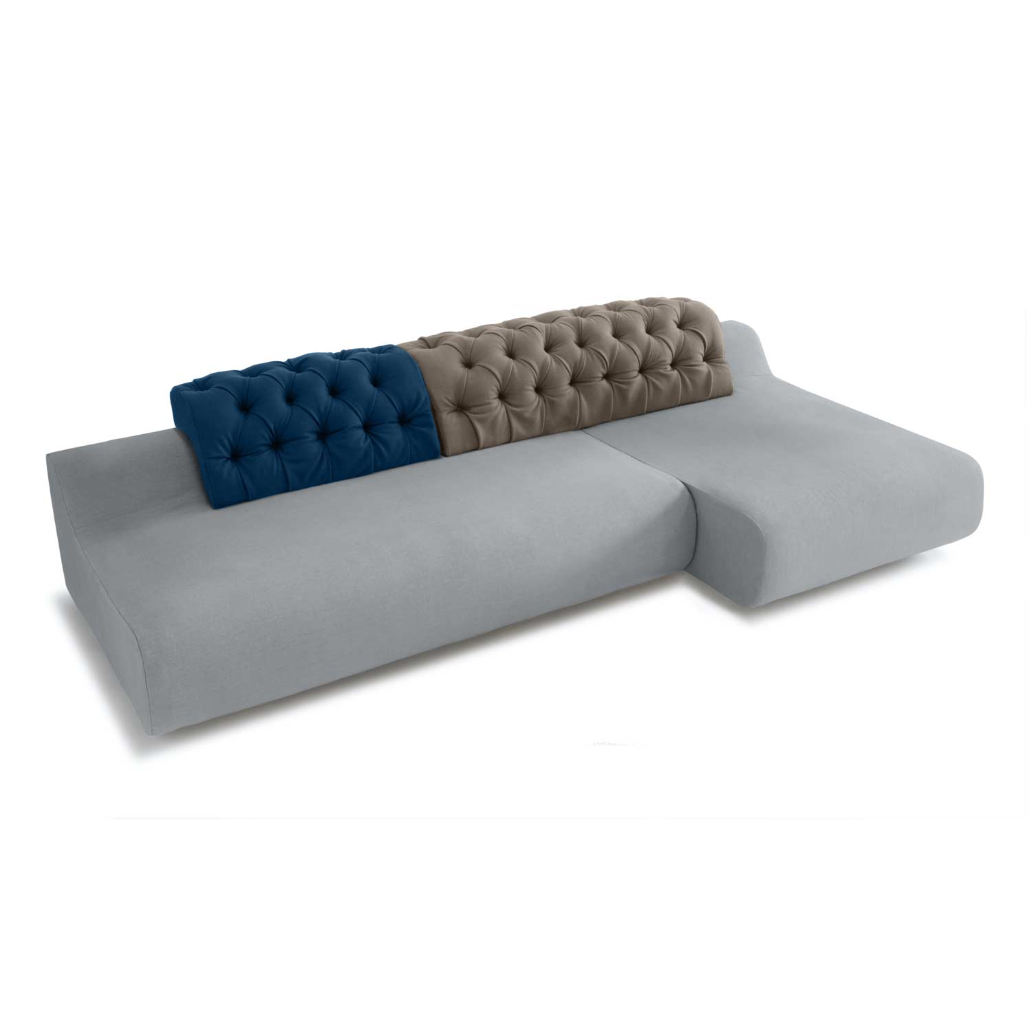 baco organic sofa with chaise longue in grey natural cotton textile 