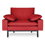 Comfortable and Stylish Armchair. Red cotton upholstery.