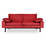 Elegant Streamlined Sofa in Pure Linen red