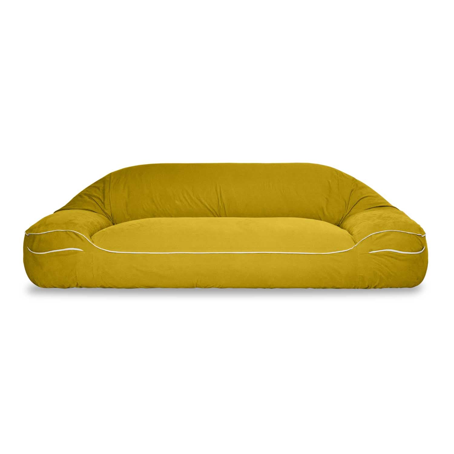 Sustainable Bruno yellow Sofa with solid dried beech wood frame