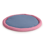 Blandito's eco-friendly lounging experience. pink and blue play carpet.