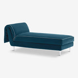 eco friendly daybed, blue natural velvet textile, casquet daybed  by ddp studio