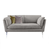 Elegant Armrest for Reading Comfort. grey cotton sofa. 