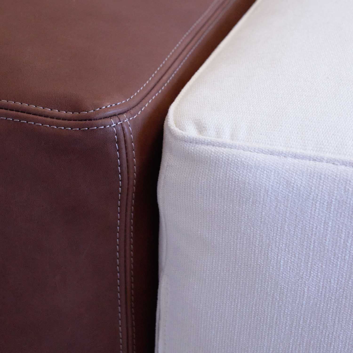 luxurious top stitching on leather sofa , detail