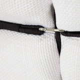 Crisp White Elegance: Dover Sofa. metal hooks and black accent cords.