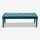 eco friendly  ottoman bench, blue natural velvet textile, farfalla ottoman bench by biosofa