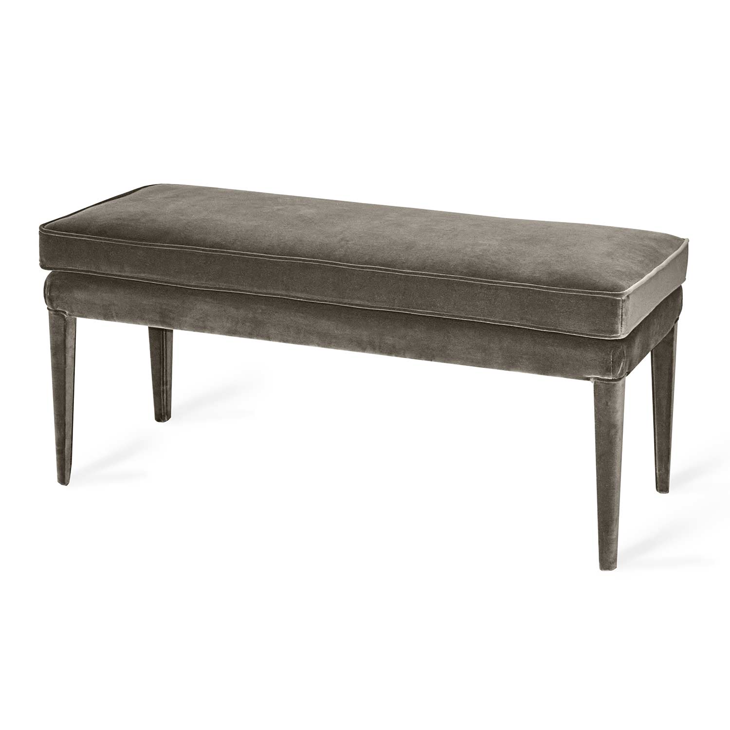 grey velved bedend bench
