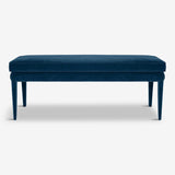 organic ottoman bench, blue natural velvet textile, libellula ottom bench by biosofa