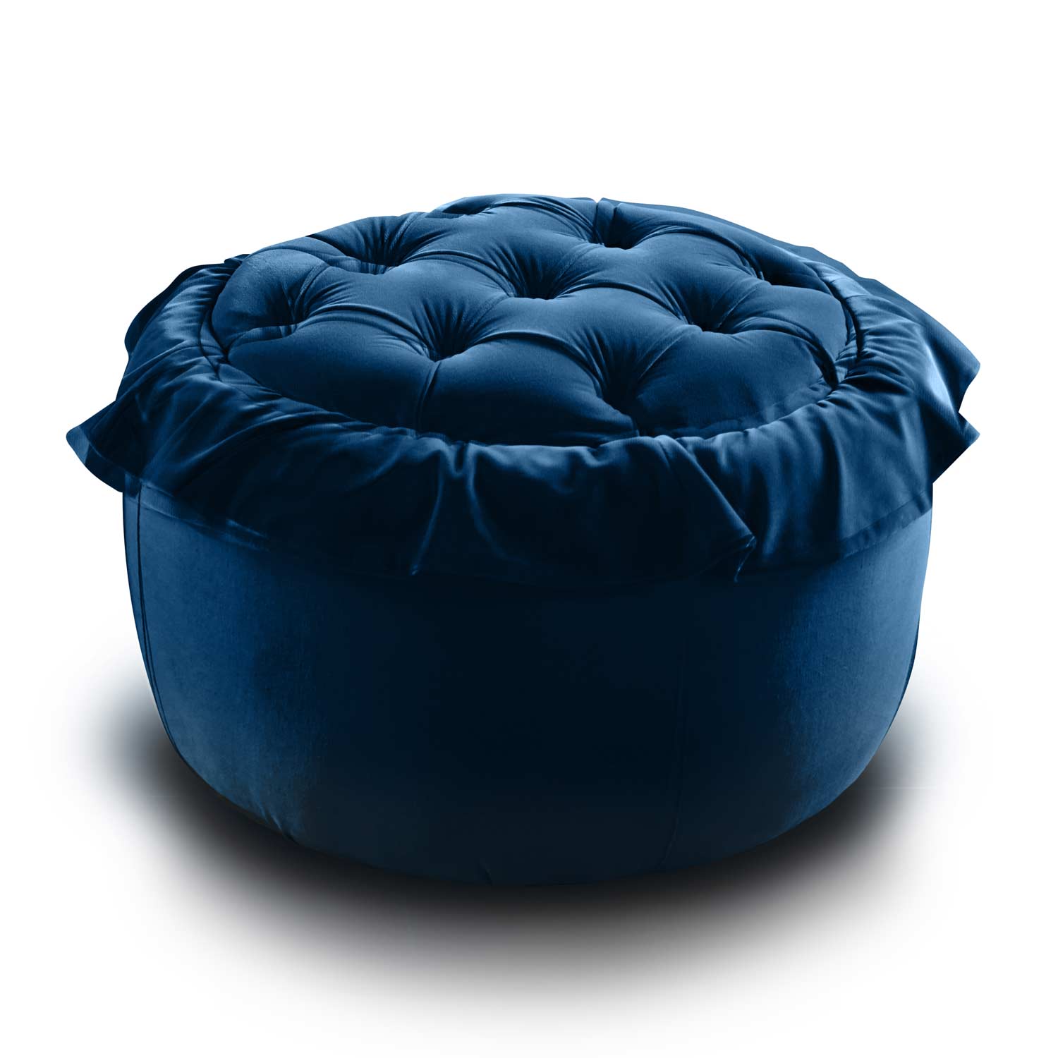 sustainable round velvet pouf