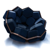 Inspired by Leonardo da Vinci, dark blue lounge chair