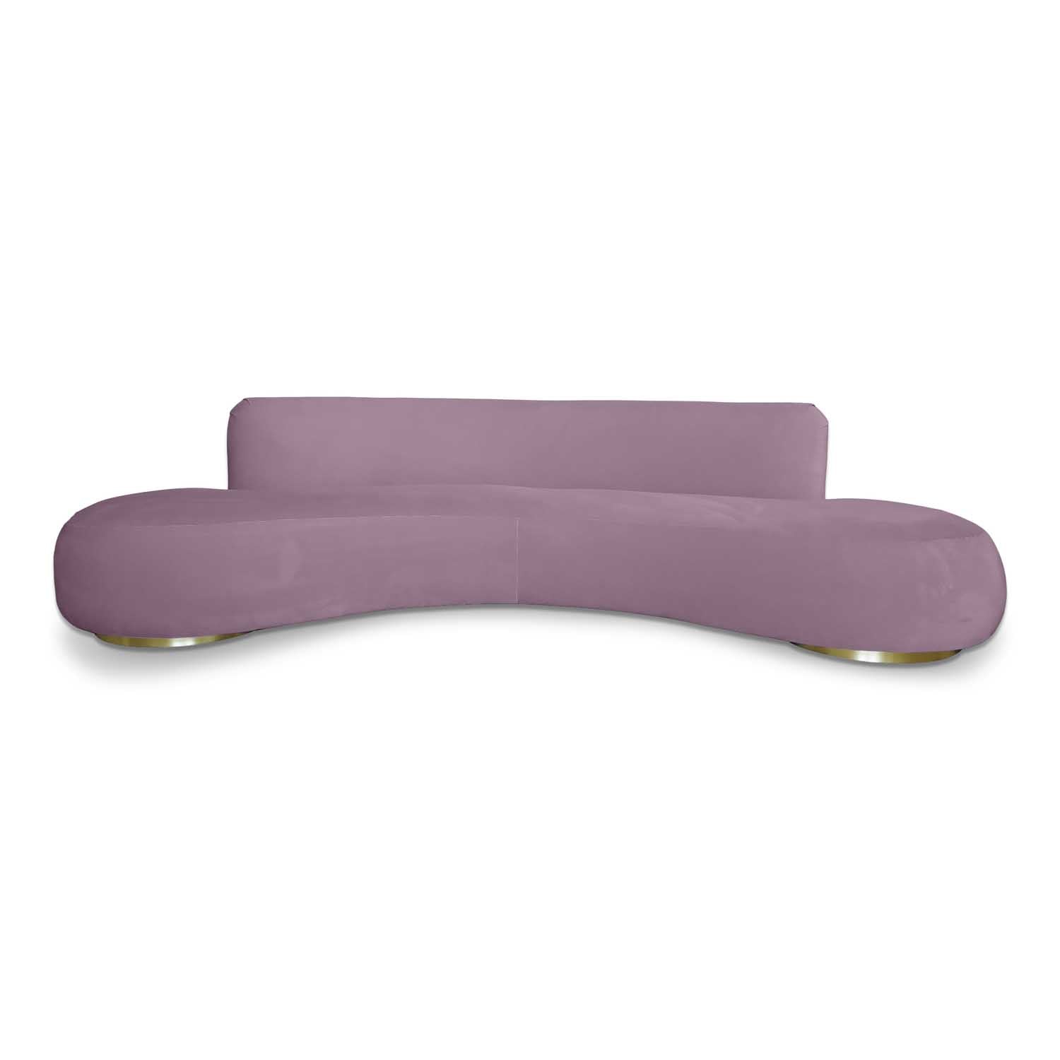 Sophisticated and Bold, pink velvet curved sofa