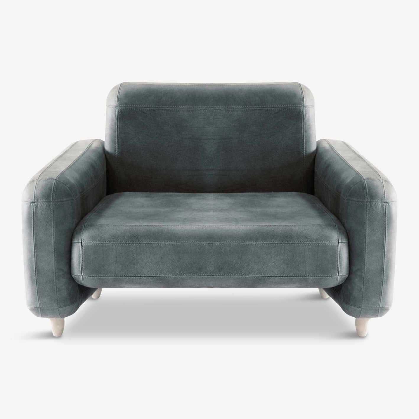 Traco Armchair – Front View grey leather