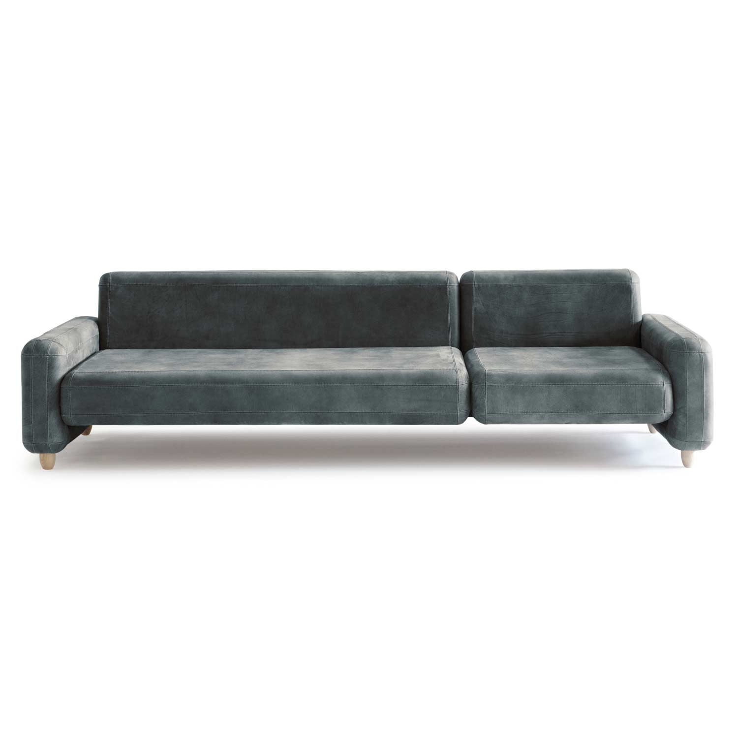Comfortable Seating with Traco Series - grey leather sofa front view